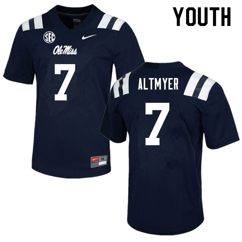 Youth #7 Luke Altmyer Ole Miss Rebels College Football Jerseys Sale-Navy - Click Image to Close